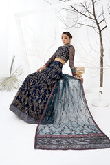 Zarif - La Celeste - Embroidered Net - ZLC 01 BLUEBERRY