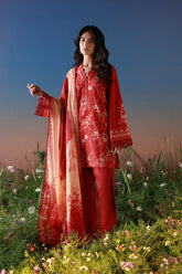 Sahar - Mirha Printed Lawn - Scarlet Tapestry