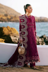 AJR Couture - Embroidered Luxury Lawn - Cherry Wine