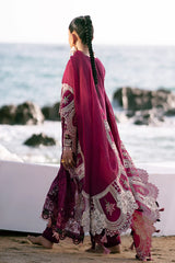 AJR Couture - Embroidered Luxury Lawn - Cherry Wine