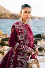 AJR Couture - Embroidered Luxury Lawn - Cherry Wine