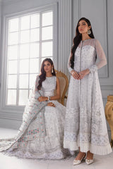 Jazmin - Embroidered Chiffon - D-08 ICE WHITE