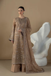 Lavish Premium - Purkashish - Embroidered Chiffon - Mauve Taupe