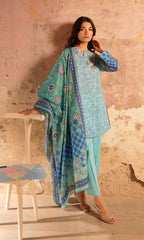 Sahar - Printed Lawn - Cerulean Haven