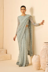 Zarif - Riwayat - Embroidered Net - Mintara