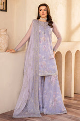 Zarif - Iris - Embroidered Net - Lotus