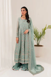 Embroidered Chiffon - Thistle