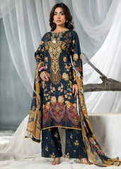 Meerak - Print Embroidered Linen - Navy Charm