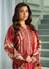 Meerak - Print Embroidered Linen - Rust Ember