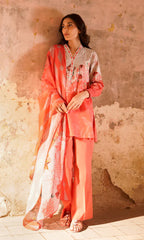 Sahar - Printed Lawn - Scarlet Coral