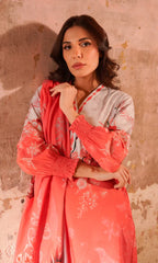 Sahar - Printed Lawn - Scarlet Coral
