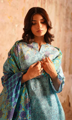 Sahar - Printed Lawn - Cerulean Haven