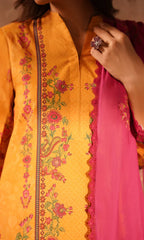 Sahar - Printed Lawn - Marigold Magenta
