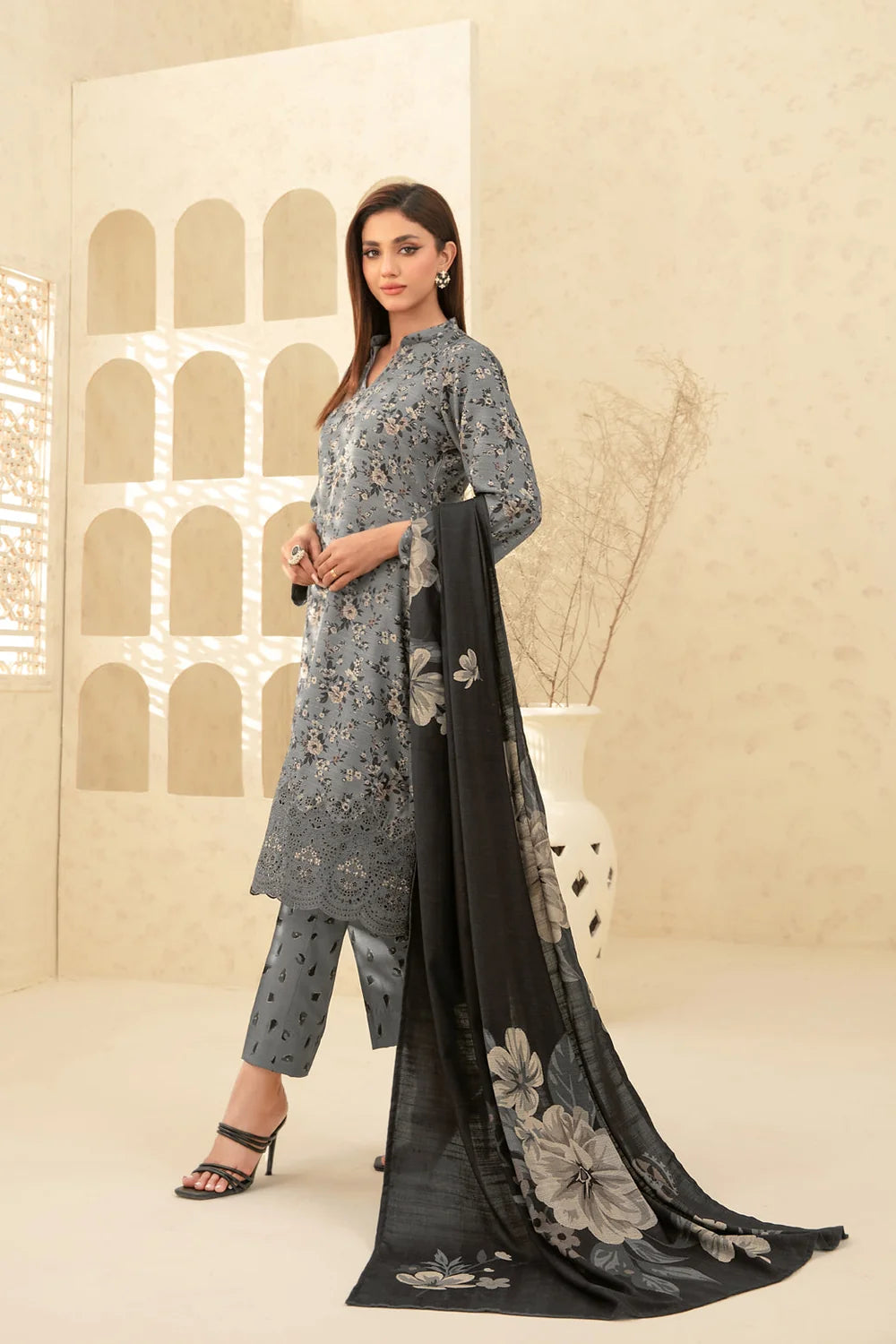 Tawakkal - Tarba Print Embroidered Dhanak D-5469