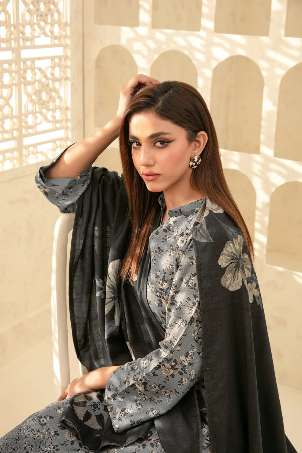 Tawakkal - Tarba Print Embroidered Dhanak D-5469