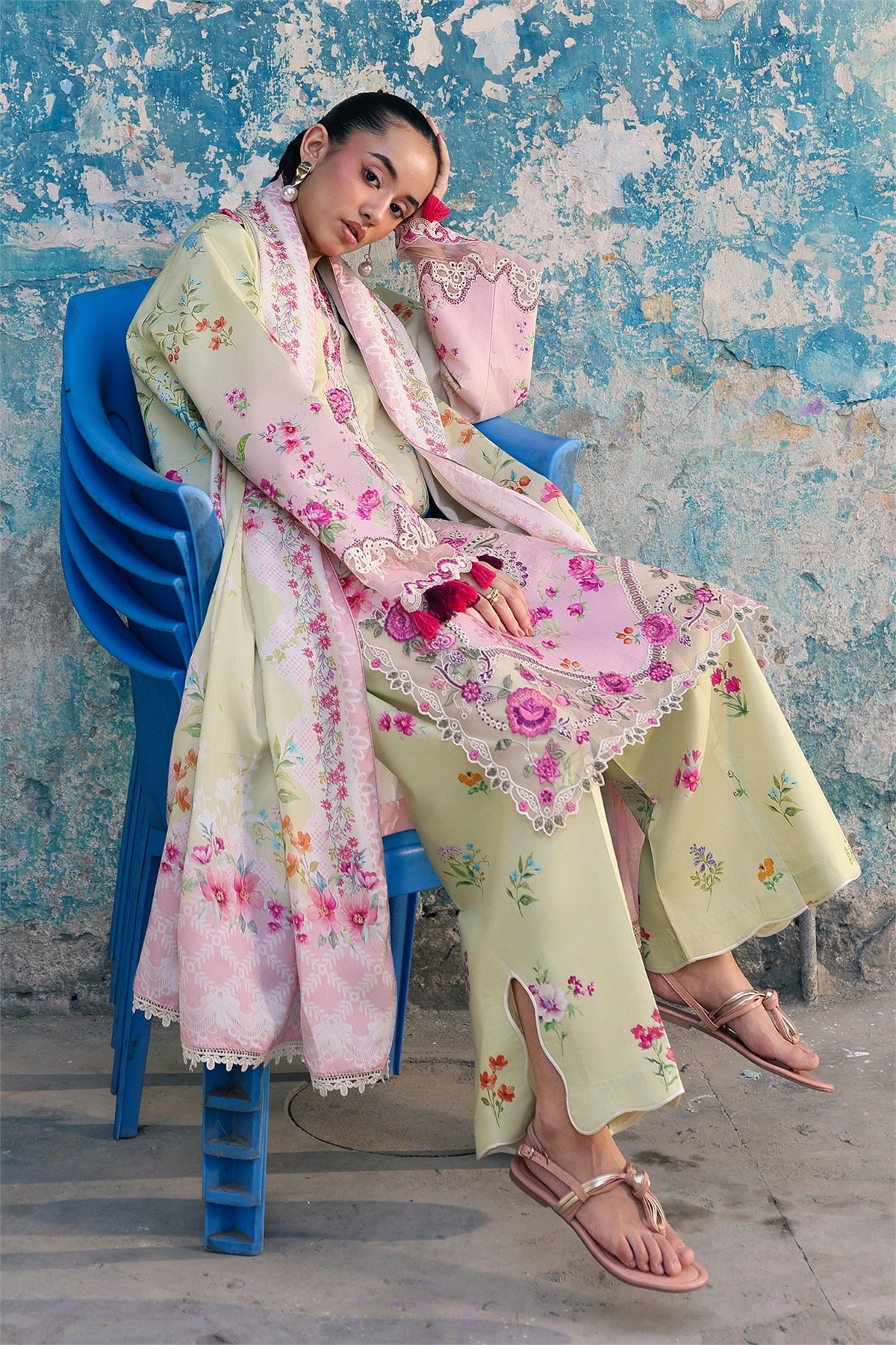 Rajbari - Nissa Floral Symphony - Embroidered Printed Viscose - 09