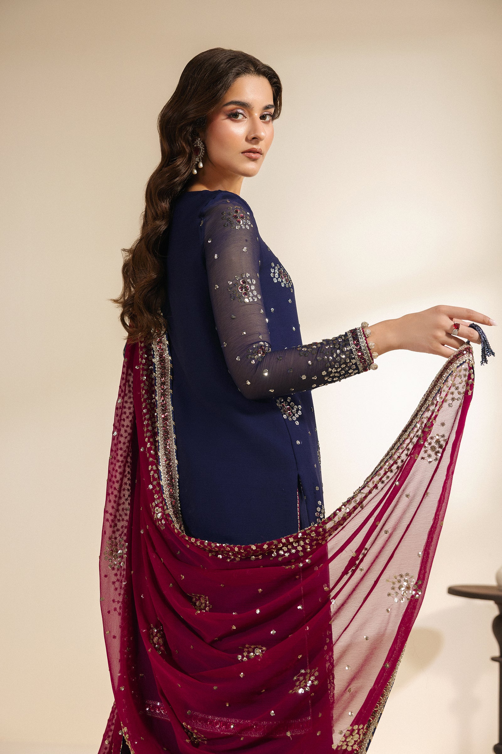 Zarif - Meraki - Embroidered Chiffon - Sable