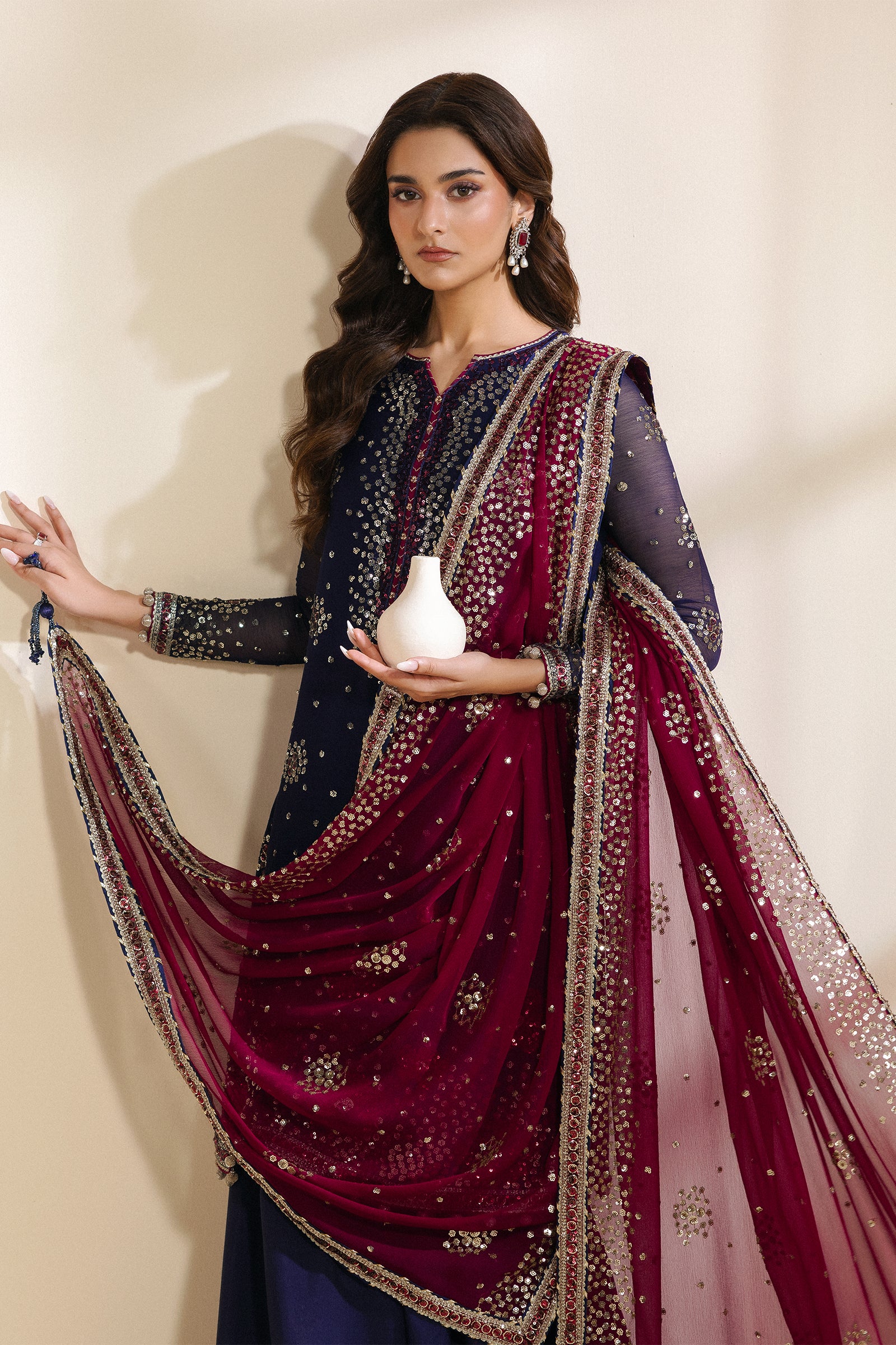 Zarif - Meraki - Embroidered Chiffon - Sable