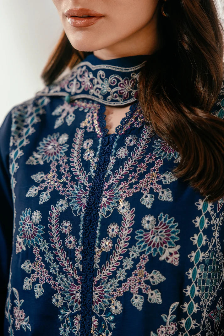 Florent - Silk Embroidered- Celest