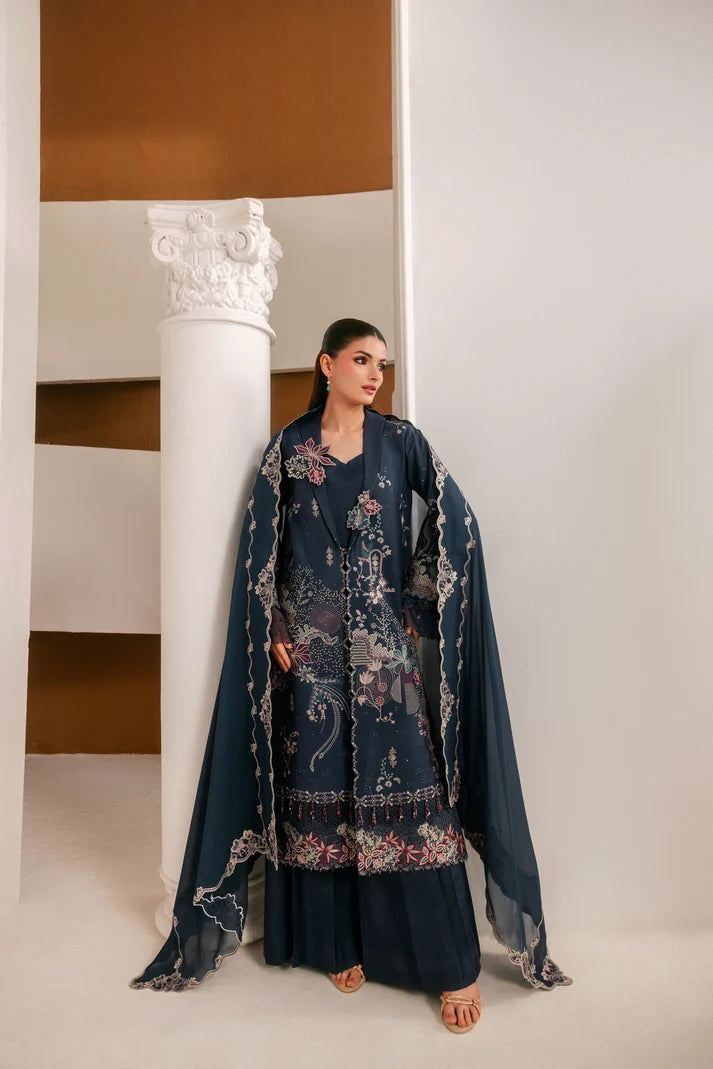 Florent - Silk Embroidered - Obsidian Bloom