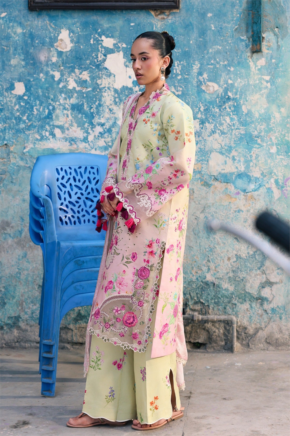Rajbari - Nissa Floral Symphony - Embroidered Printed Viscose - 09