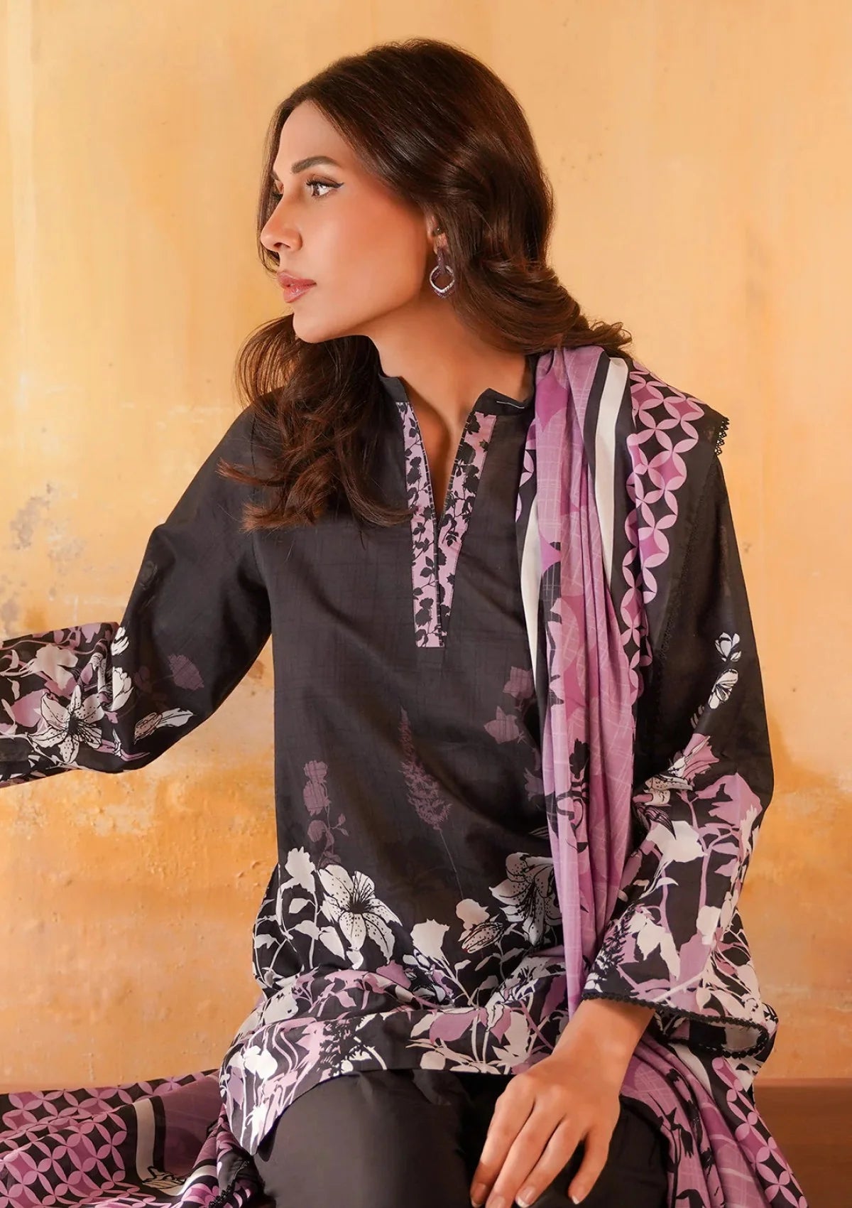 Sahar - Printed Lawn - Obsidian Iris