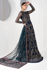 Zarif - La Celeste - Embroidered Net - ZLC 01 BLUEBERRY
