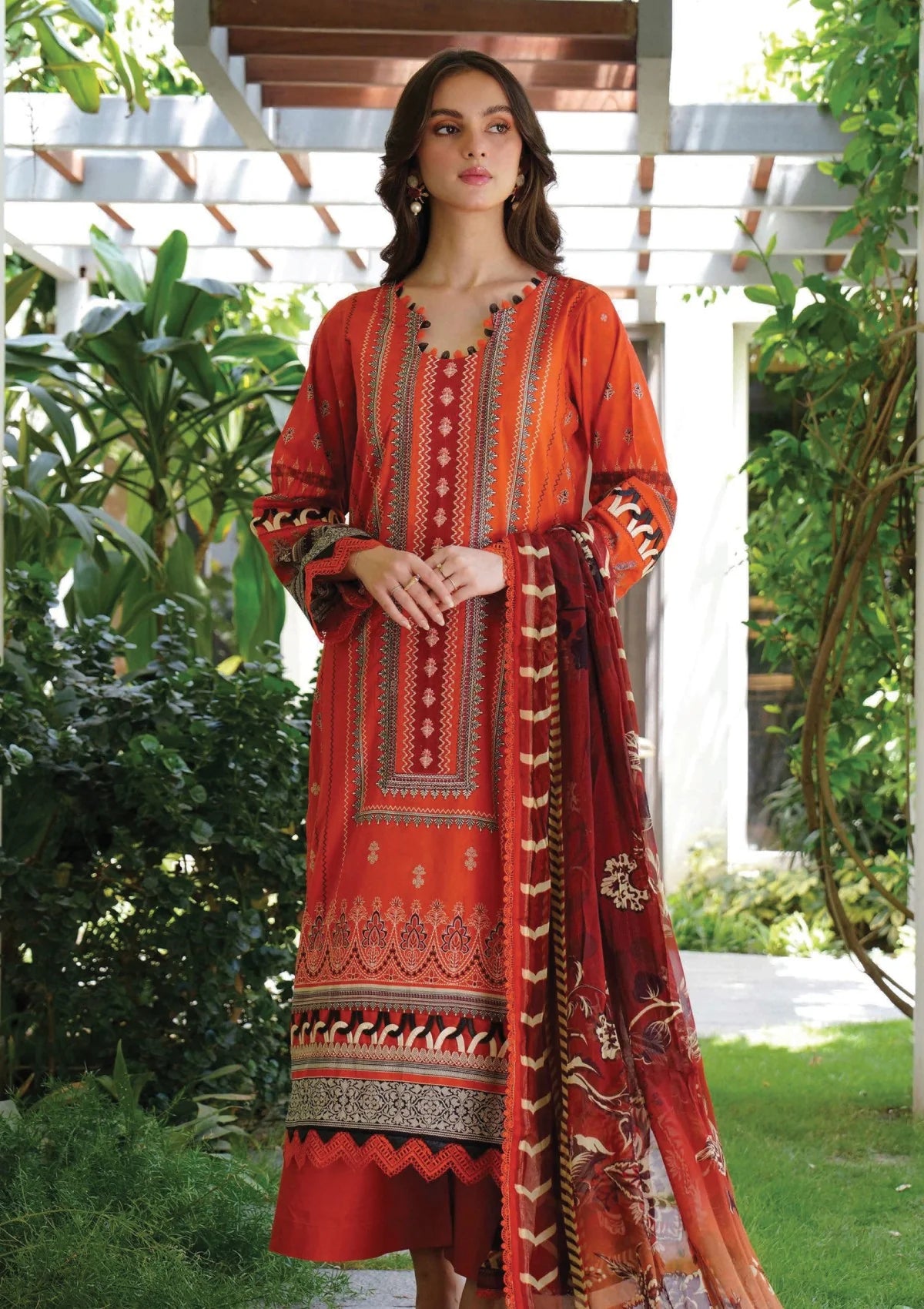 Meerak - Summer Wine - Print Embroidered Lawn - Scarlett