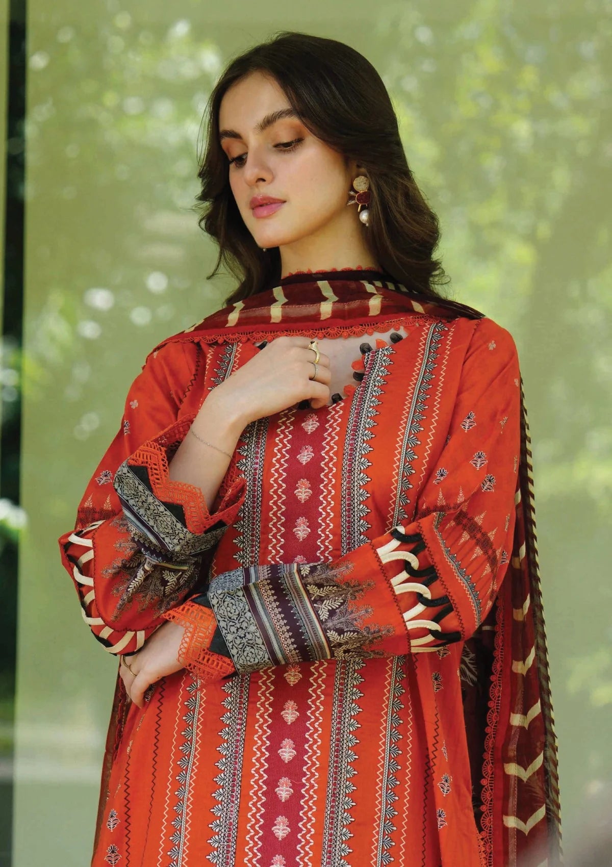 Meerak - Summer Wine - Print Embroidered Lawn - Scarlett