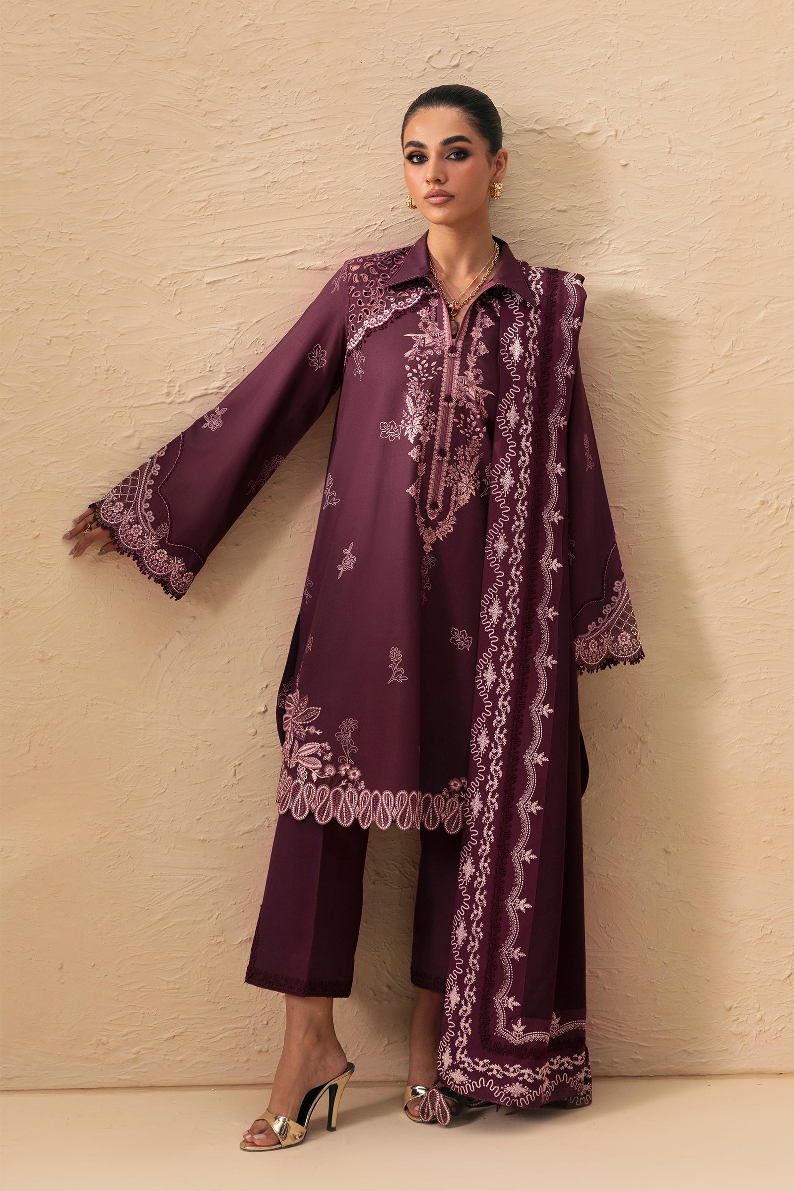 Qalamkar - QPrints Winter '26 - Linen - QPW-02 (B) Veena