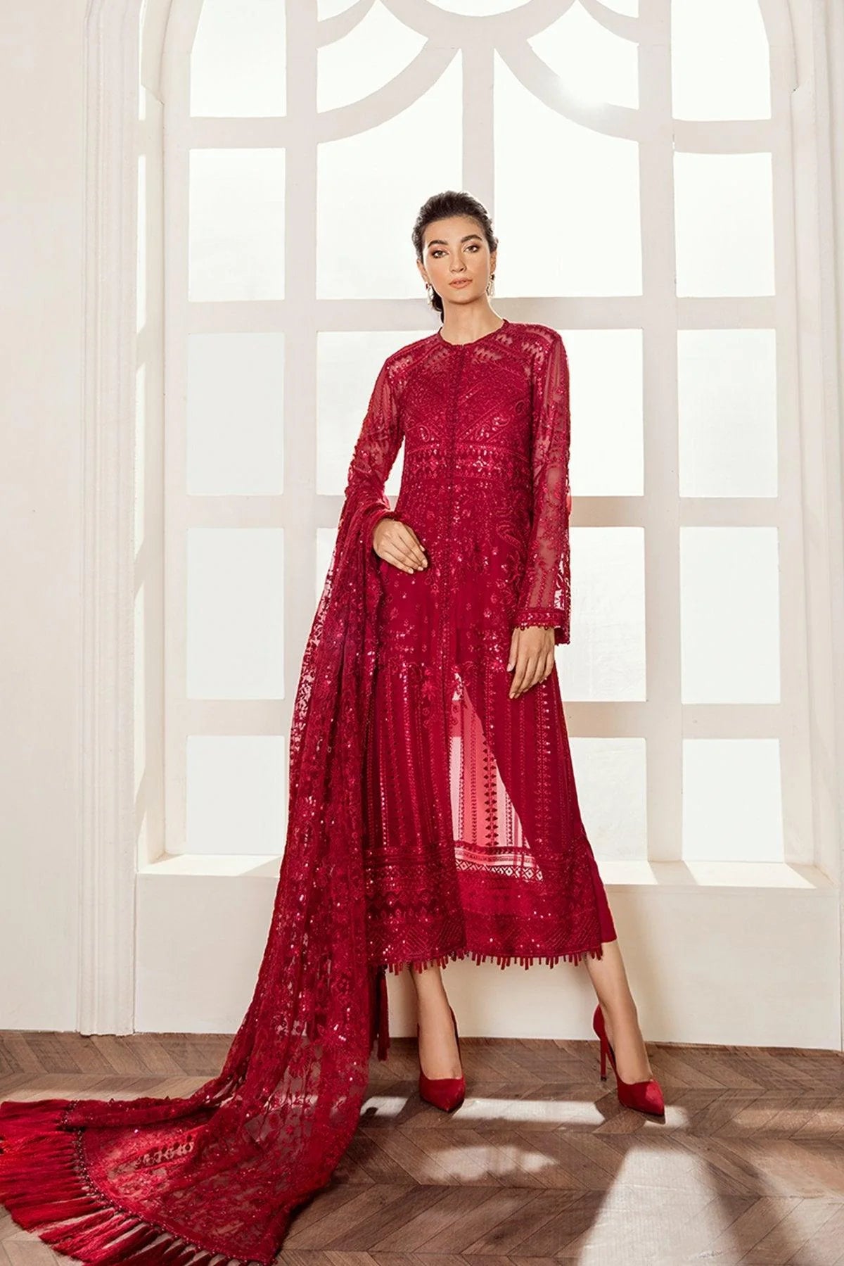 Baroque - Embroidered Chiffon - Red Velvet