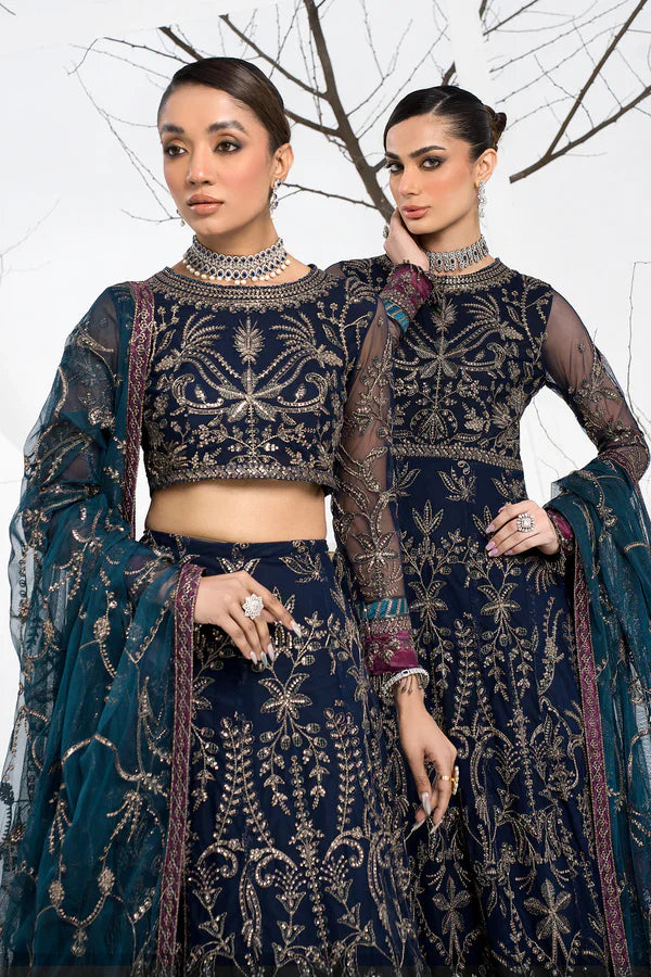 Zarif - La Celeste - Embroidered Net - ZLC 01 BLUEBERRY