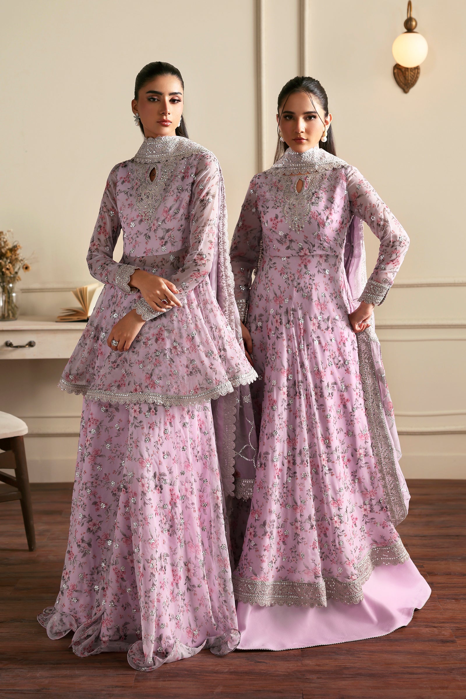 Zarif - Siraya - Embroidered Chiffon - Hinna