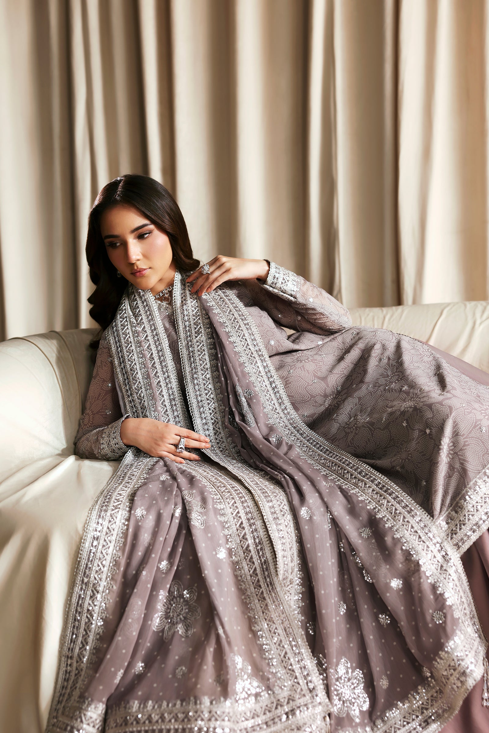 Zarif - Siraya - Embroidered Chiffon - Sitara