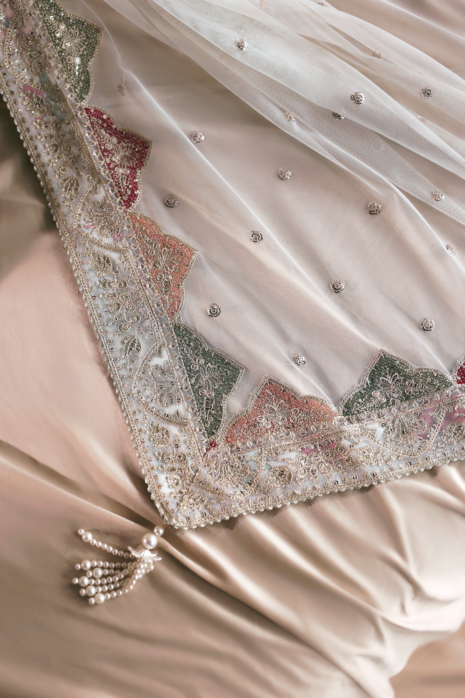 Zarif - Siraya - Embroidered Chiffon - Chashni