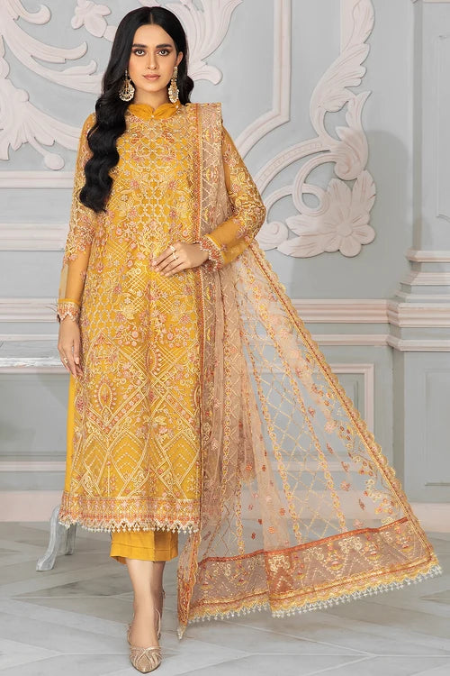 Zarif - Bahaar - Embroidered Net - Goldier