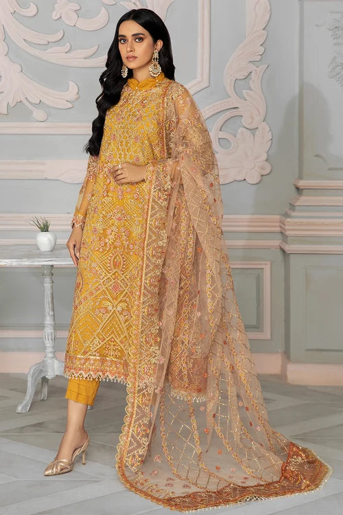 Zarif - Bahaar - Embroidered Net - Goldier