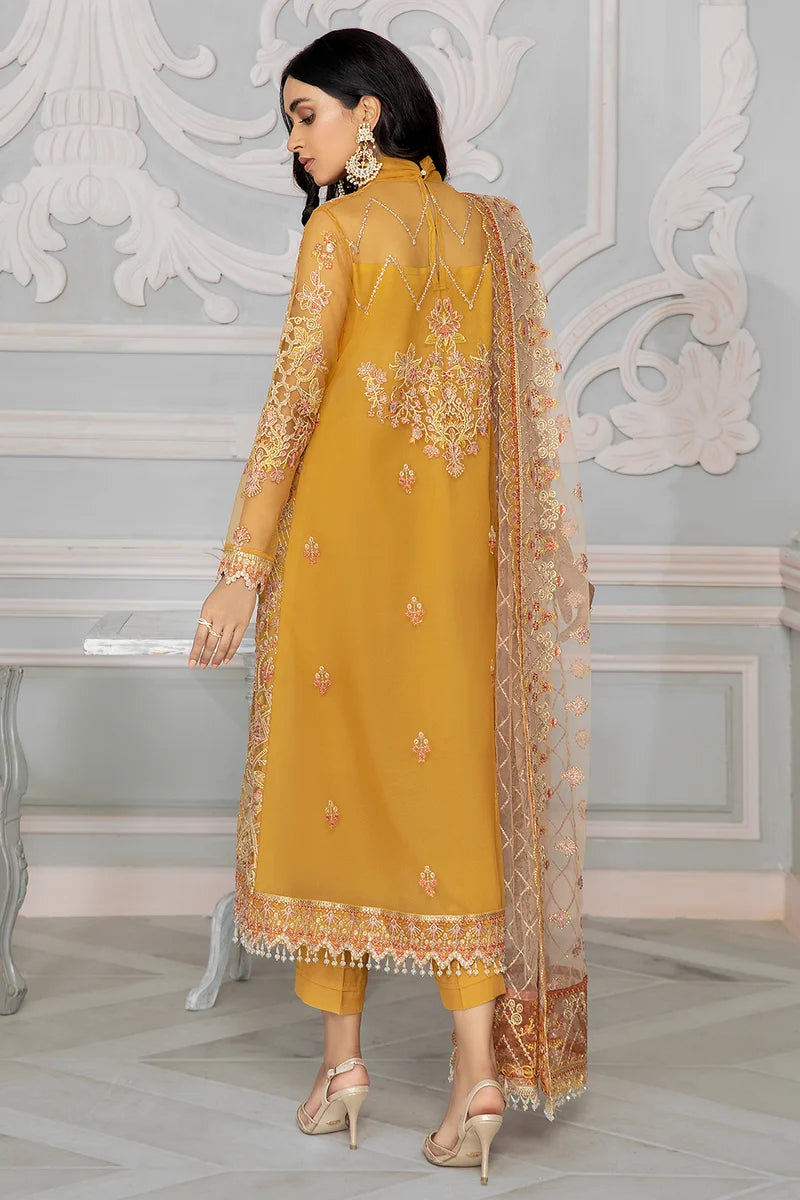Zarif - Bahaar - Embroidered Net - Goldier