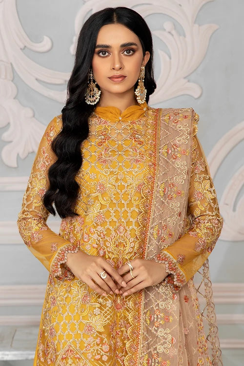 Zarif - Bahaar - Embroidered Net - Goldier