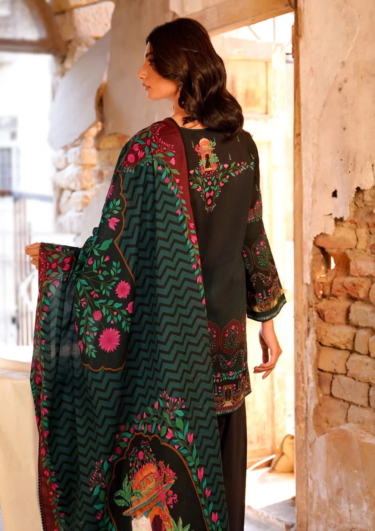 Sahar - Printed Lawn - Monochrome Bloom