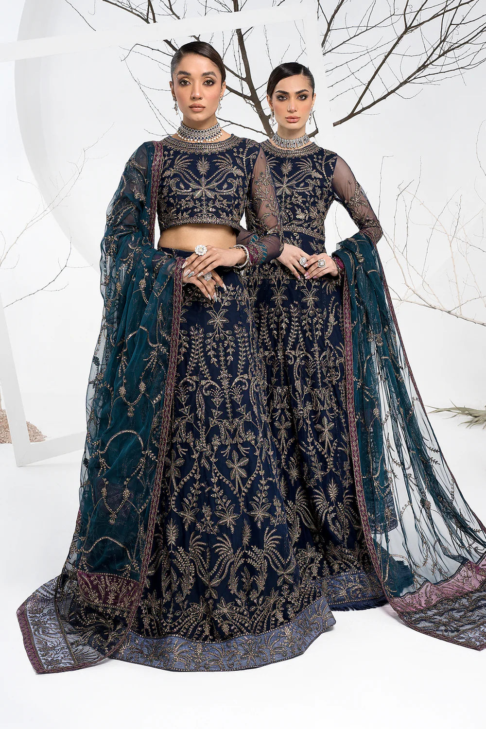 Zarif - La Celeste - Embroidered Net - ZLC 01 BLUEBERRY