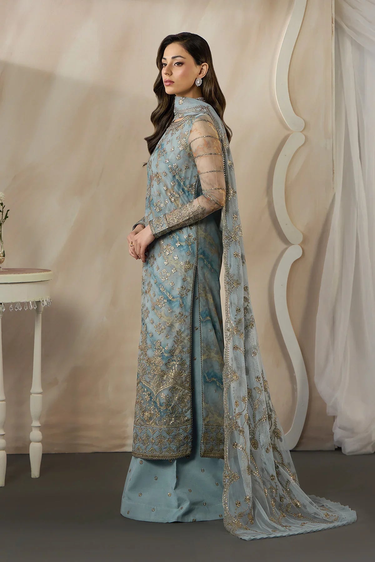 Zarif - Fasana - Embroidered Net - ZRF-PE-03 DAYAAR