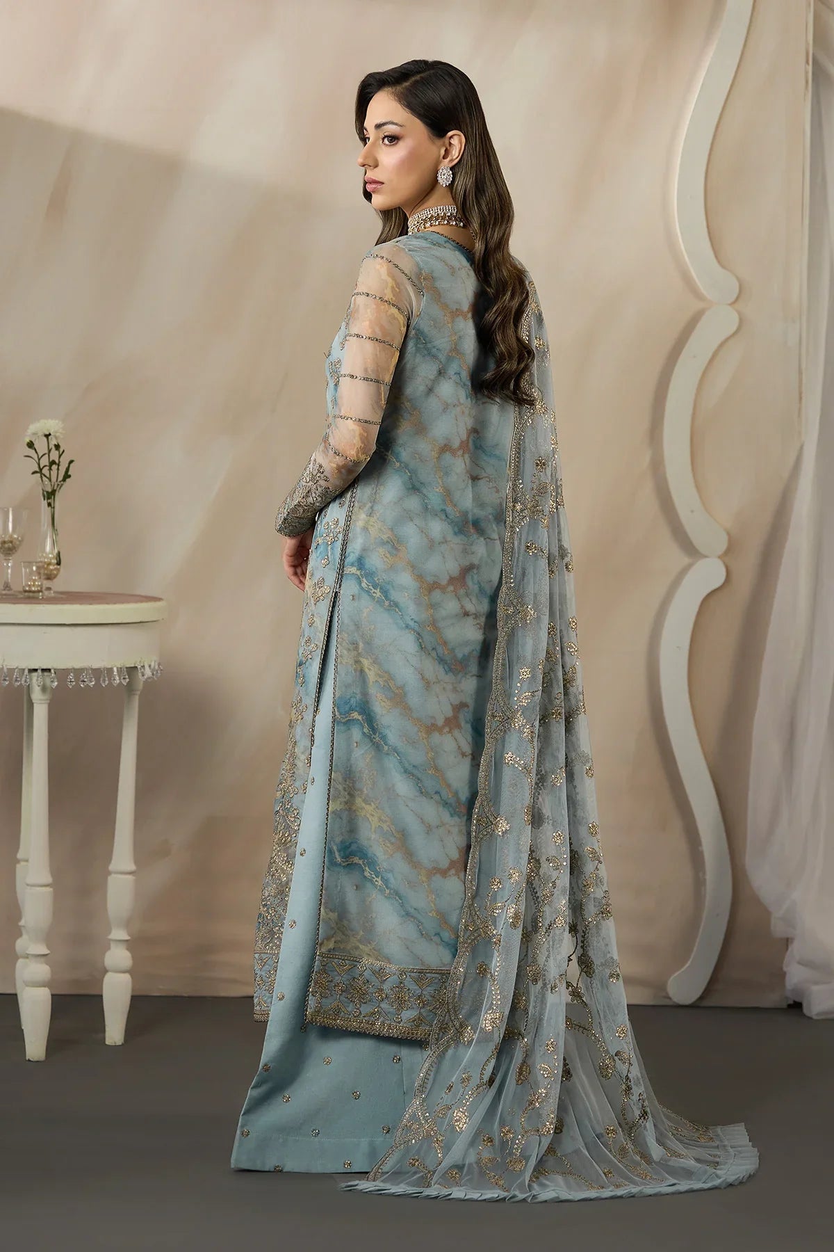 Zarif - Fasana - Embroidered Net - ZRF-PE-03 DAYAAR