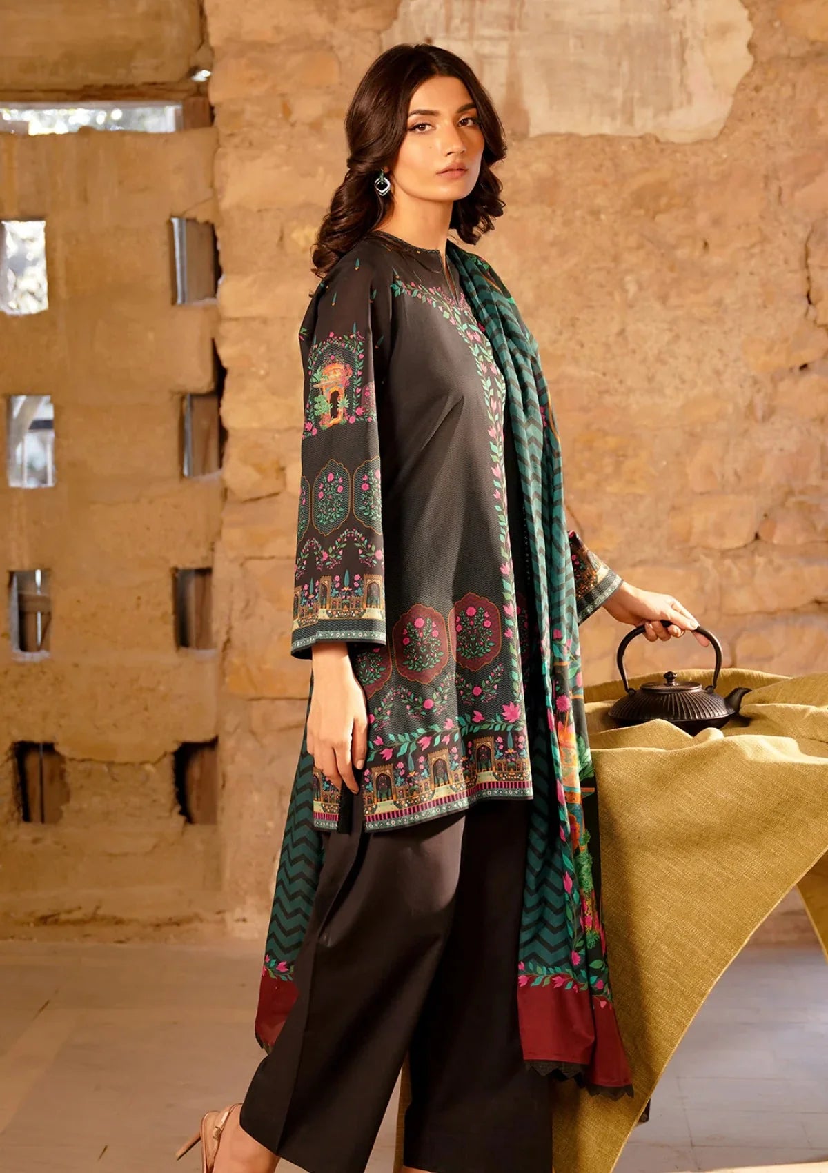 Sahar - Printed Lawn - Monochrome Bloom