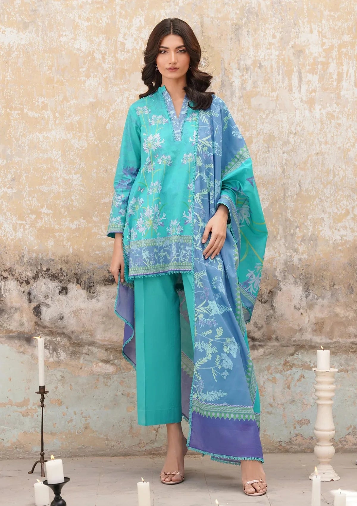 Sahar - Printed Lawn - Lavender Skies