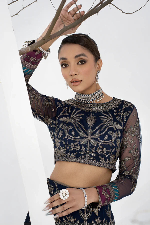 Zarif - La Celeste - Embroidered Net - ZLC 01 BLUEBERRY