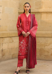 Sahar - Embroidered Khaddar AW2-25-07 - Vermilion Glow