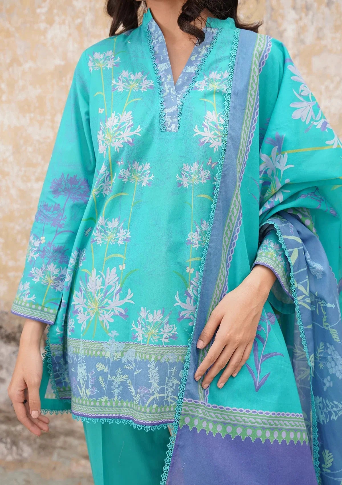 Sahar - Printed Lawn - Lavender Skies