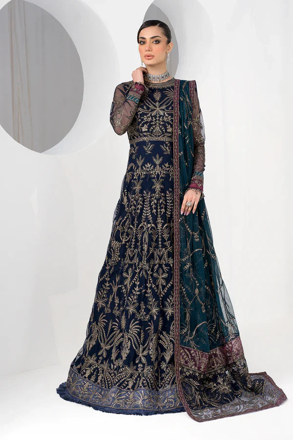 Zarif - La Celeste - Embroidered Net - ZLC 01 BLUEBERRY
