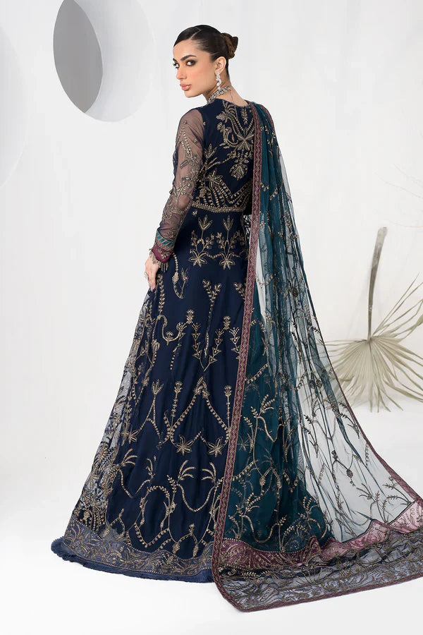 Zarif - La Celeste - Embroidered Net - ZLC 01 BLUEBERRY